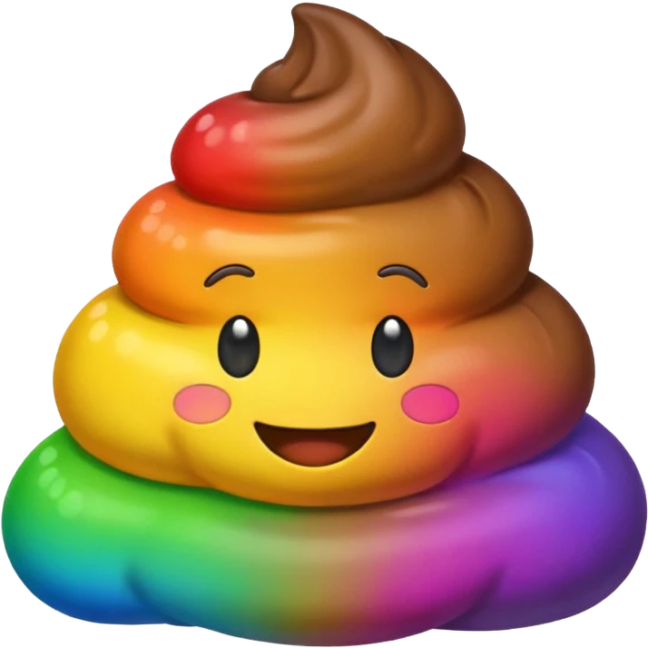 pile of poo emoji with a rainbow gradient, playful and colorful emoji