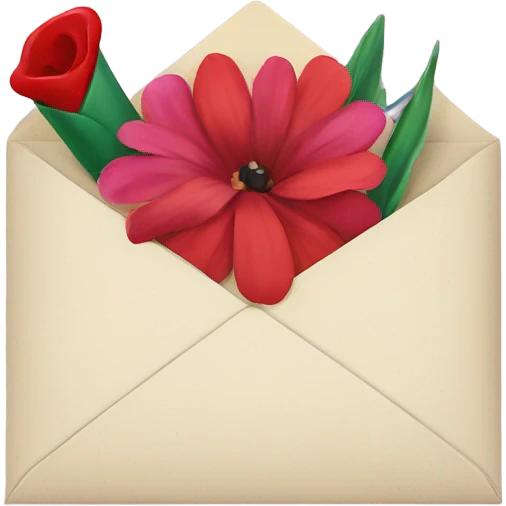 Love letter with flowers and kiss  emoji