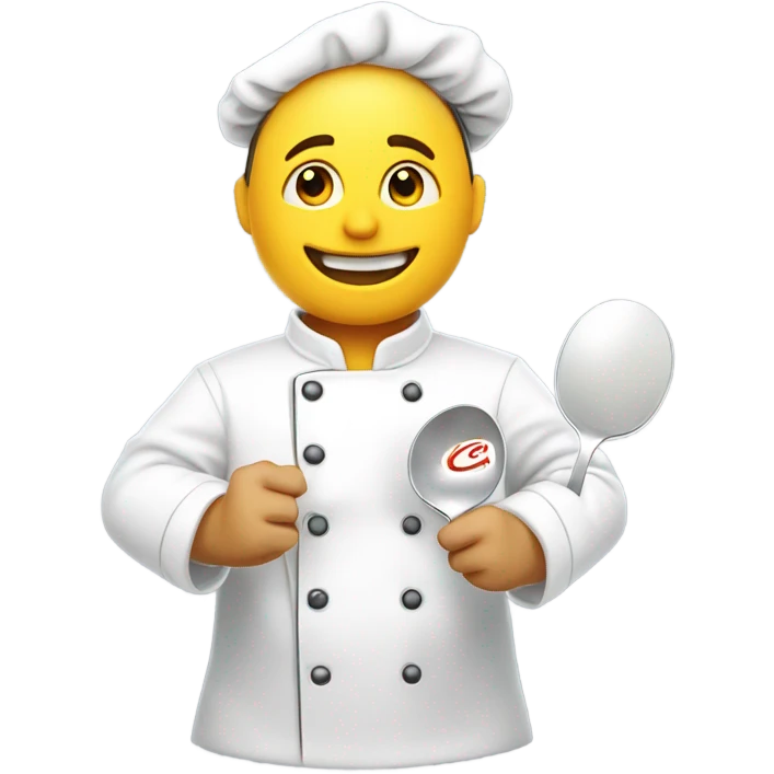 A chef flipping eggs with CWC logo emoji