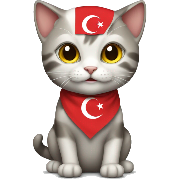 Cat with the Turkish flag emoji