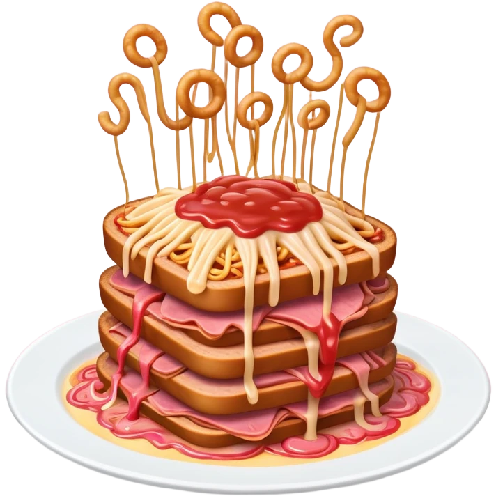  SPAM meat melted pink dripping sauce flying spaghetti  emoji