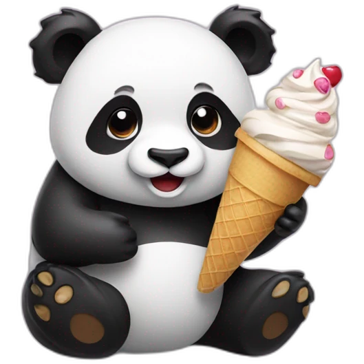 Panda eating ice cream emoji