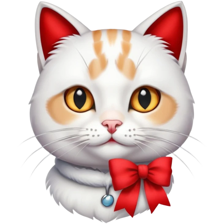 A cat with a red bow and black￼ whiskers emoji