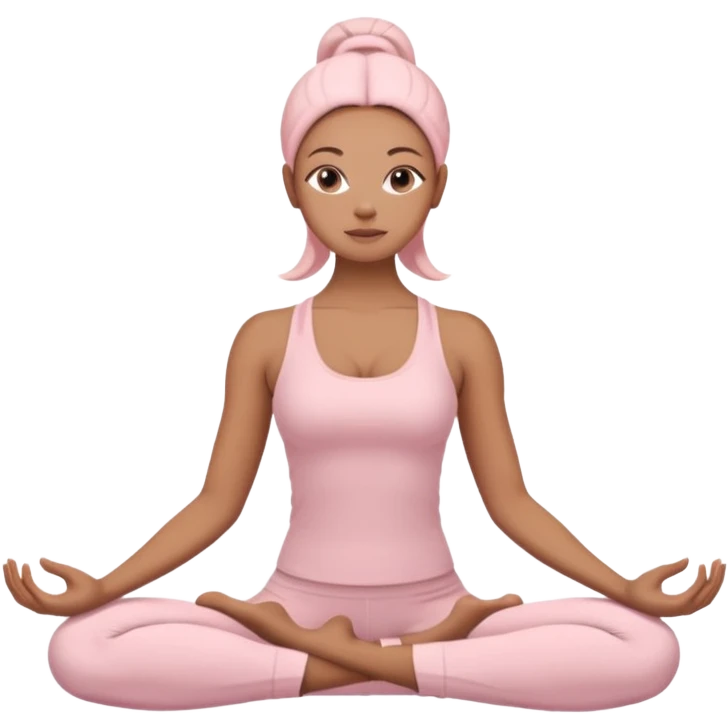 woman in yoga pose light pink yoga clothes emoji