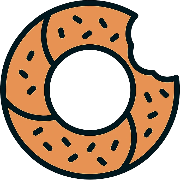 simit bread, minimal, with a bite taken out, sesame details, color outline icon style emoji