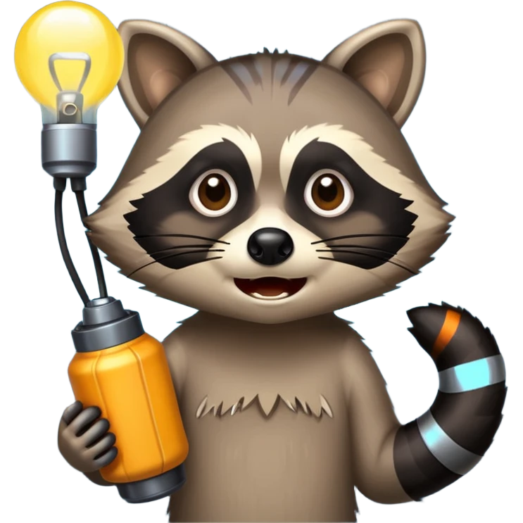 raccoon caught in flashlight glow panic face emoji
