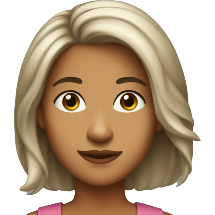 Shourt hair, woman, round eyes, round nose, smile lip, she's name is doah emoji