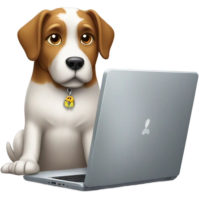 Dog working on laptop emoji