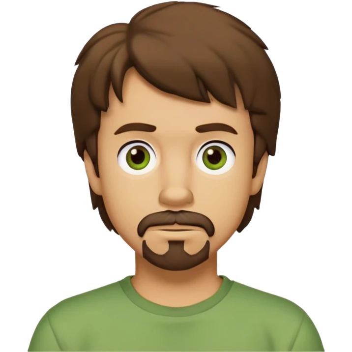 shaggy rogers brunette, with goatee, brown eyes and green tshirt from scooby doo  emoji