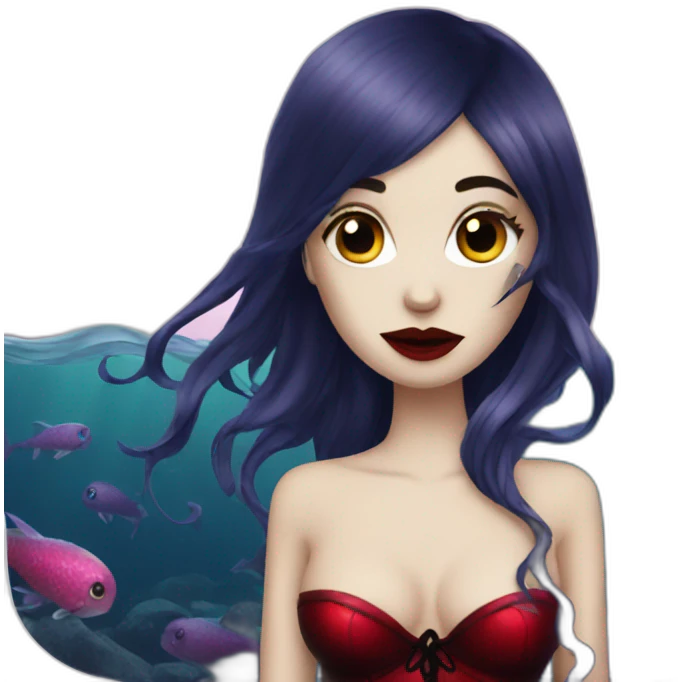 red goth mermaid emoji