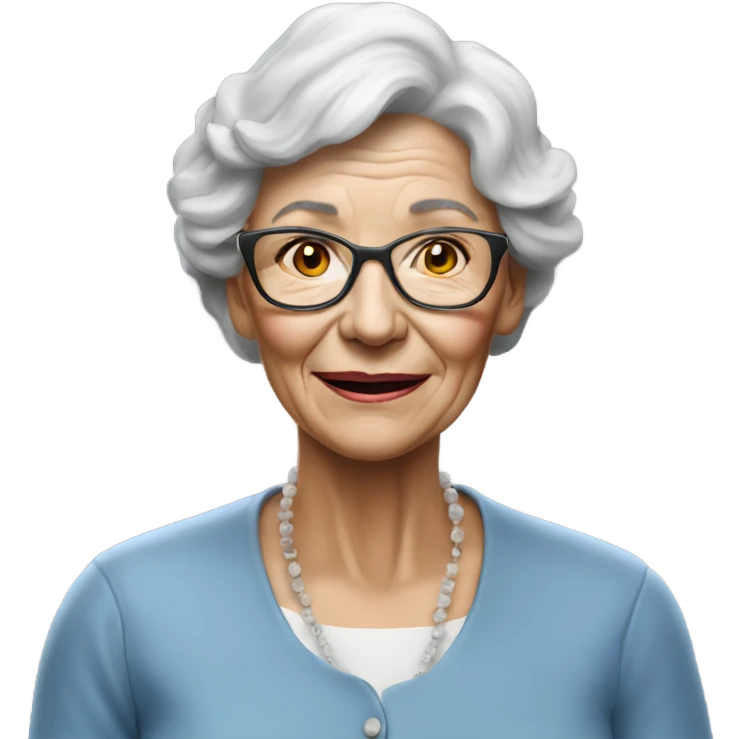 3d hyper realistic senior woman drawing  emoji