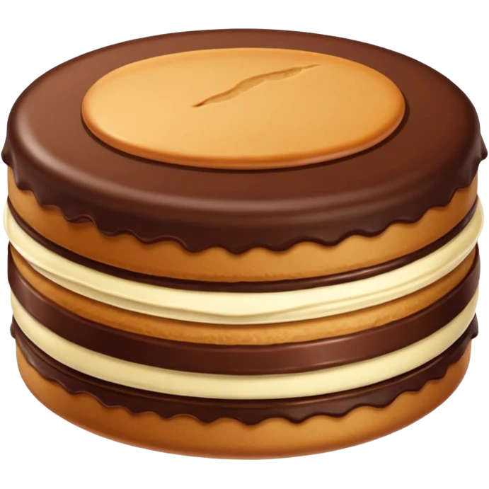 un alfajor triple de dulce de leche y chocolate de portezuelo emoji