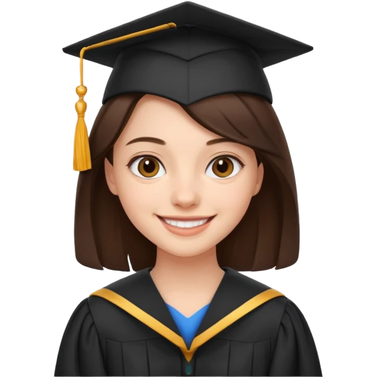 young brunette girl university graduate emoji