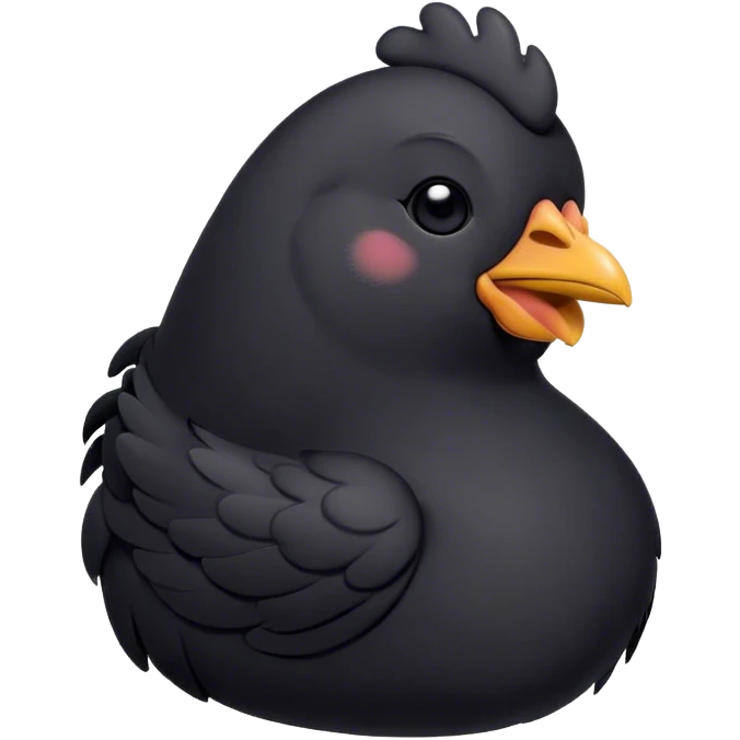 Meme-Worthy Cute Sleeping Black Chicken Portrait Emoji, Head resting peacefully with a contented smile, showcasing a delightfully compact build and a luxuriously soft black plumage, eyes shut in a serene, restful nap, Simplified yet hilariously adorable features, highly detailed, glowing with a soft, drowsy light, high shine, relaxed and utterly lovable, stylized with an air of playful laziness, bright and heartwarming, soft glowing outline, capturing the essence of a comically sleepy chicken, so meme-worthy it feels like it could instantly become the next viral sensation of adorable slumber! emoji