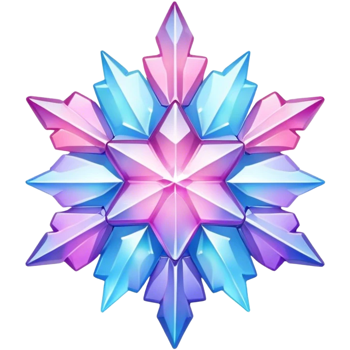 Gradient iridescent Pastel rainbow Pink violet blue crystal star snowflake  emoji