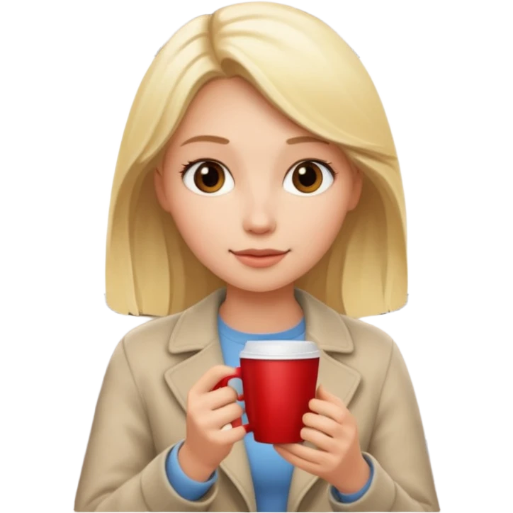 Blonde girl with a cup of coffee in the car emoji