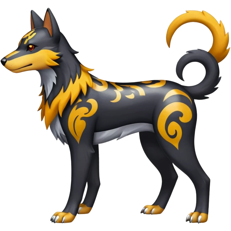 Shiny Exotic Excessive Mysterious Houndour-Poochyena-Pokémon-Fakémon-hybrid-creature (full body) emoji