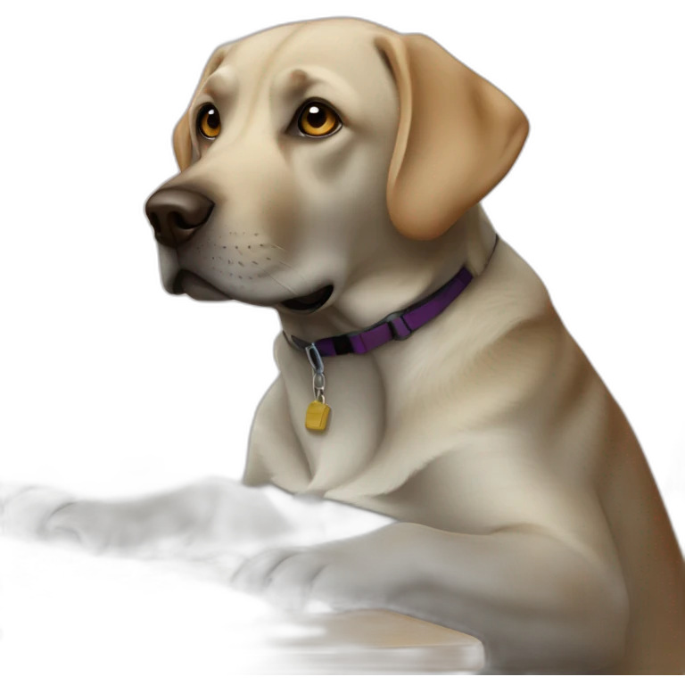 labrador working with a computer emoji