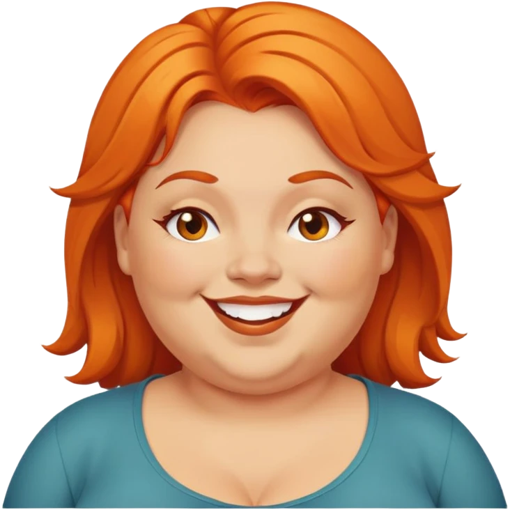 fat women with orange hair and brown eyes smiling and winks emoji