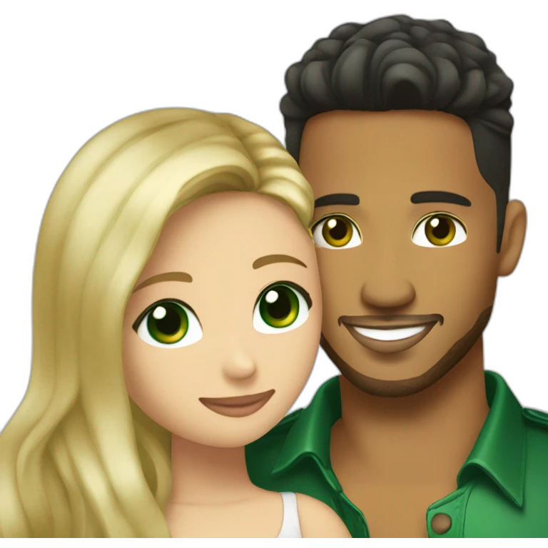 Romeo santos and blond girl green eyes hugging emoji