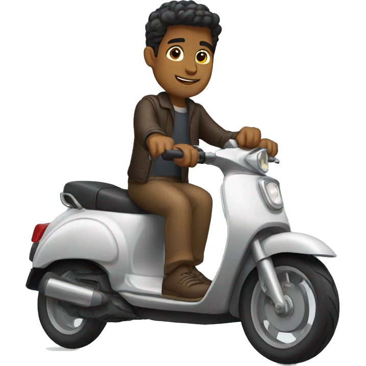 Brown man riding scooter bike emoji