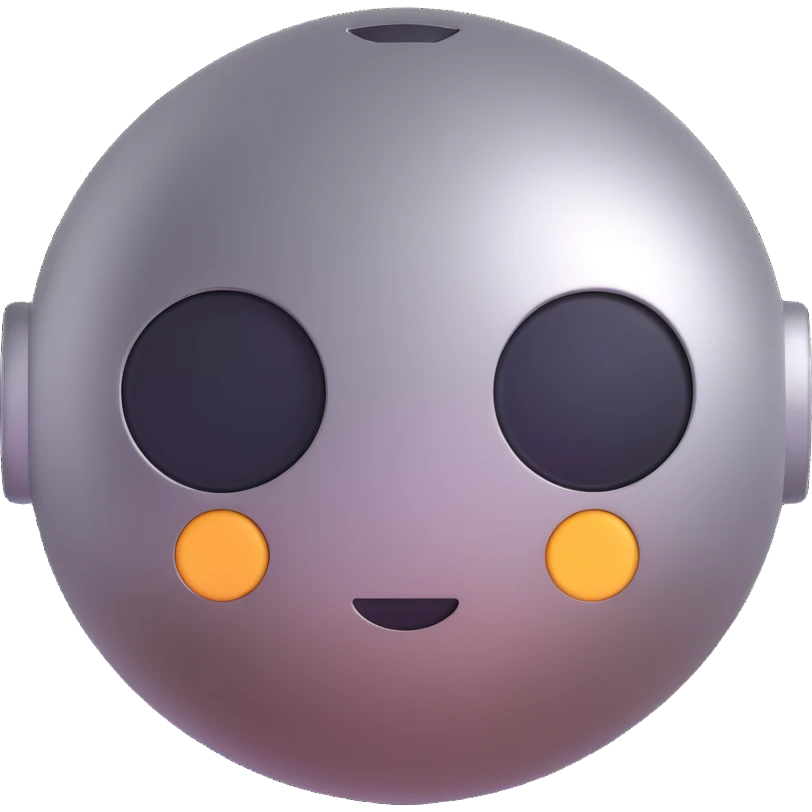 cute and round AI bot emoji, metallic finish emoji