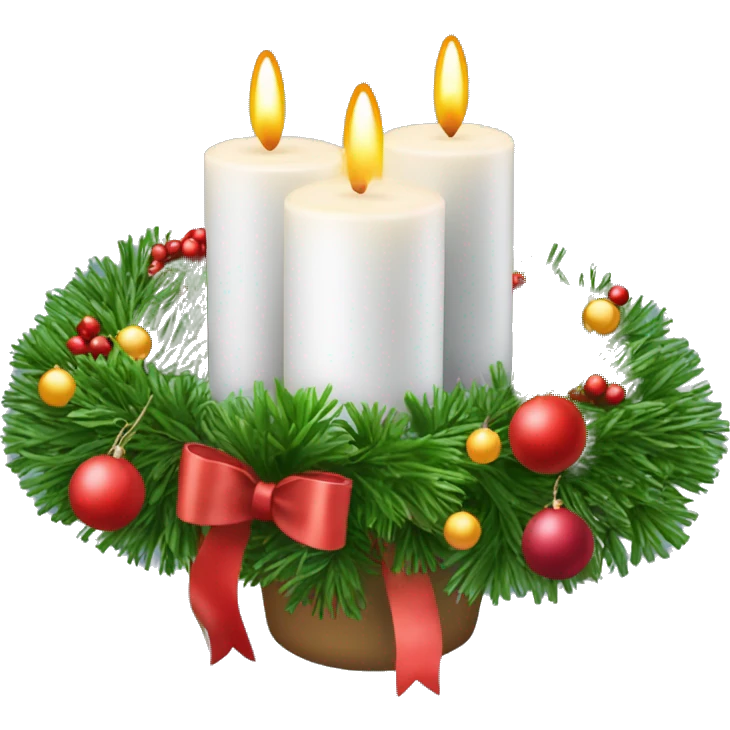 Adventskranz mit vier  weißen Kerzen wovon eine Kerzen brennt emoji