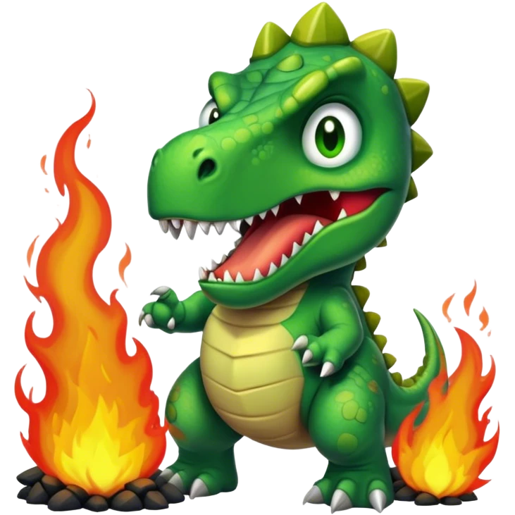 angry office dinosaur on a fire emoji