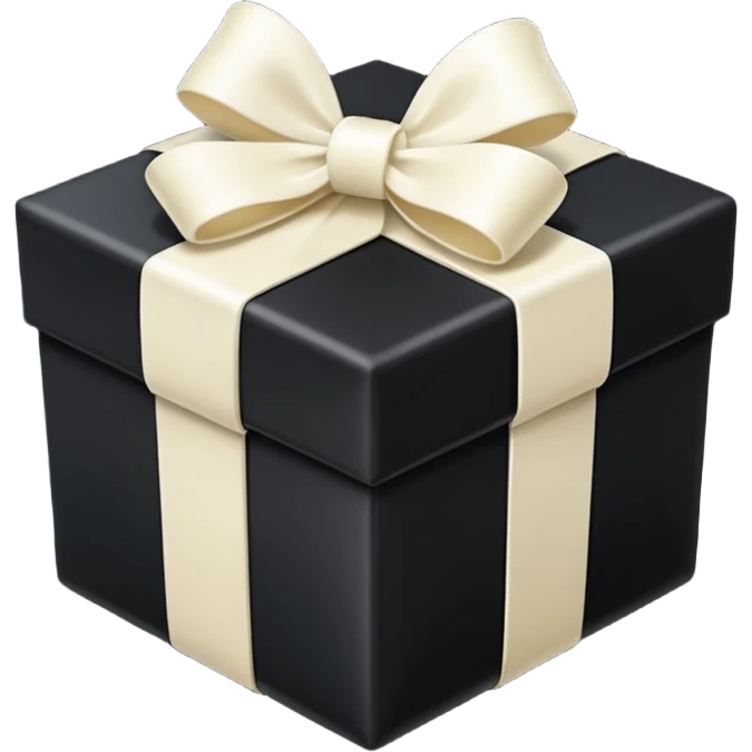 square black gift box present with an ivory bow emoji