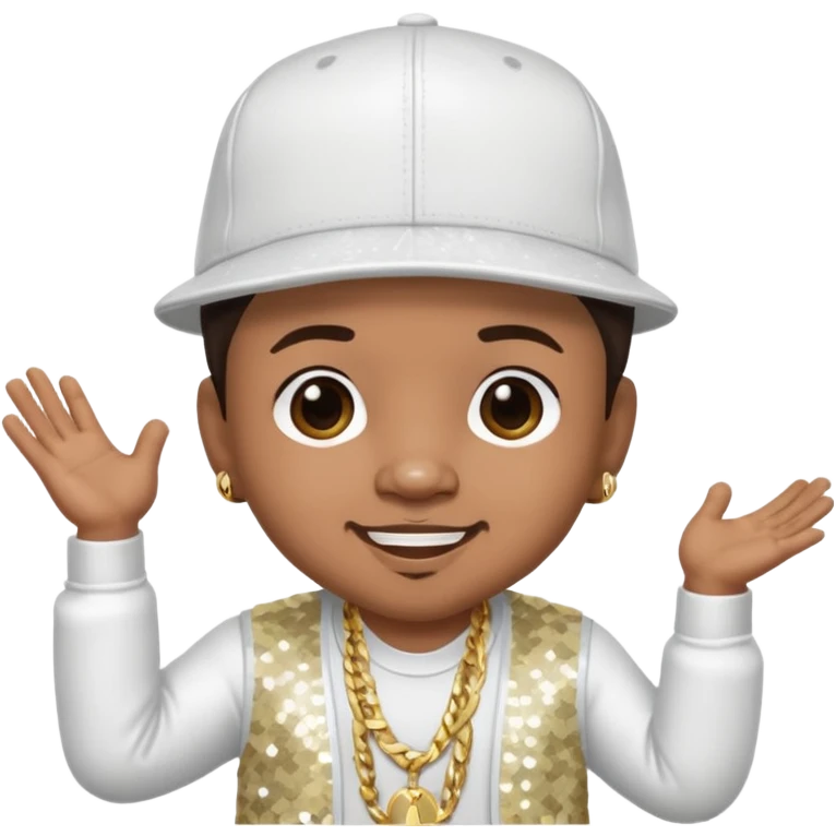 Baby Bash, Rapper with dark brown hair, white sequin outfit emoji