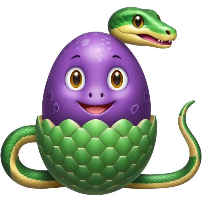 Purple egg with cute snake wrapped around it emoji