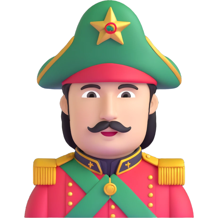 tomato wearing Napoleon Bonaparte's bicorne hat and military officer uniform emoji