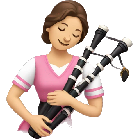 Lady in pink playing bagpipe while laying back on audience's hands emoji