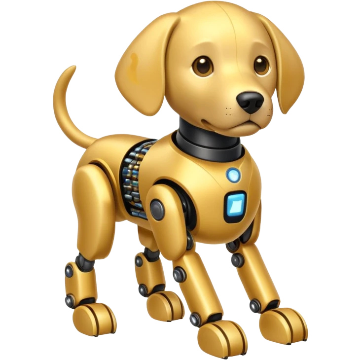 cyber labrador with robotic features and digital patterns emoji