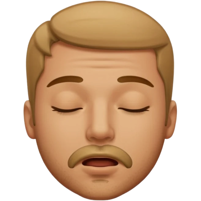 A male with closed eyes but the mouth is blowing out emoji