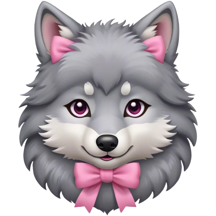 wolf with pink bow emoji