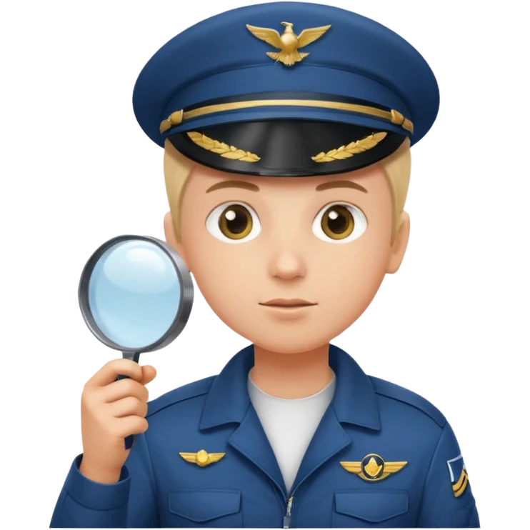 pilot looking through a magnifying glass emoji