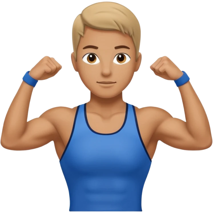 fitness trainer wearing blue emoji