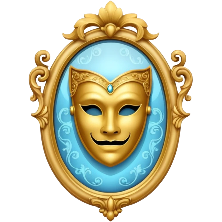 magic mirror on the wall from Shrek with a theater mask inside emoji