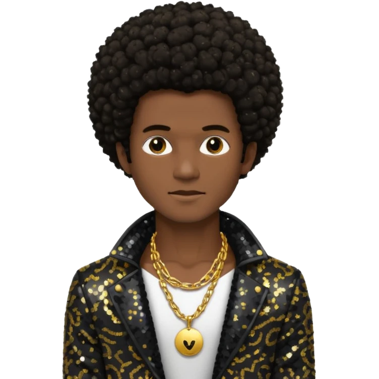 Gallant, R&B Singer with dark brown afro hair, black sequin jacket, shirtless with necklace emoji