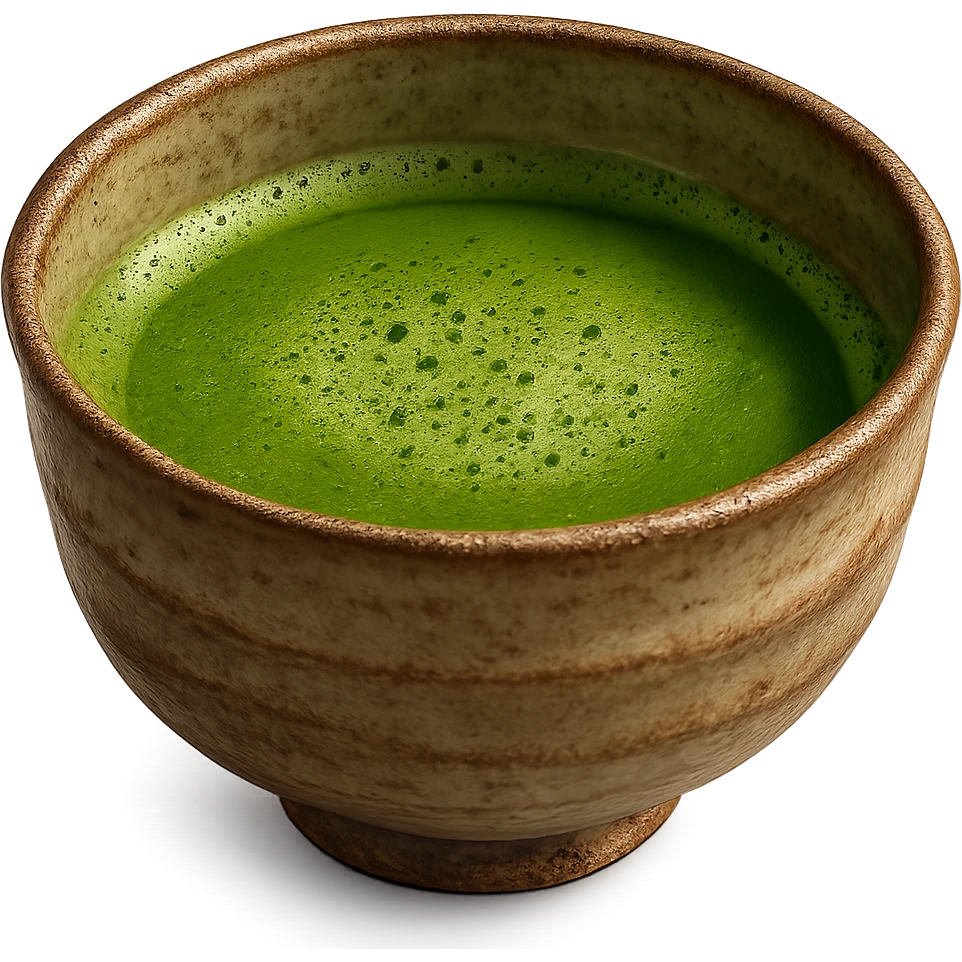 a cup of matcha, vibrant green, in a traditional Japanese tea bowl, detailed, vibrant colors emoji