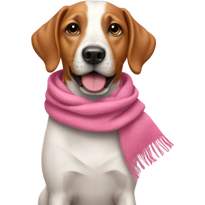 dog wearing pink scarf emoji