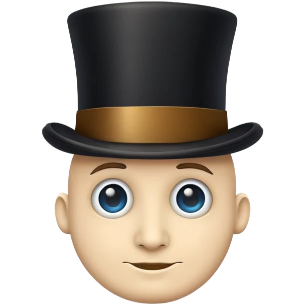 top hat with a face no glasses emoji