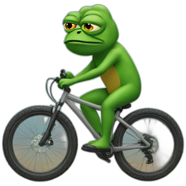 Pepe sad riding mountain bike emoji