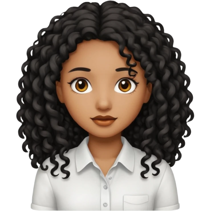 Uma menina morena cabelo cacheado longo e preto  emoji