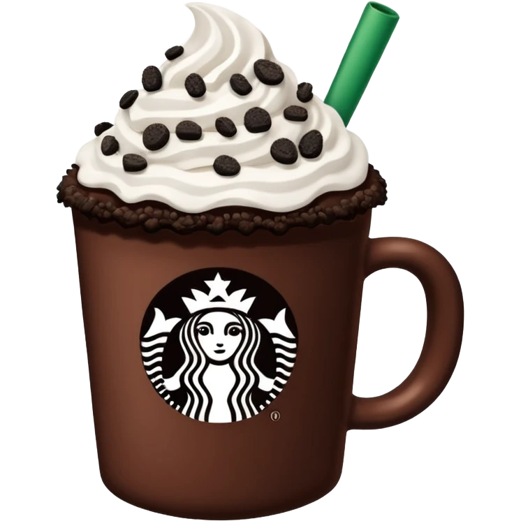  Starbucks hot cocoa with whipped cream and Oreo cookie crumbles  emoji