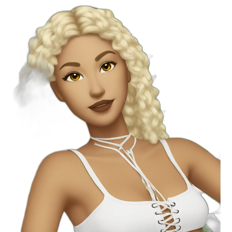 caucasian blonde plush lace up crop top emoji
