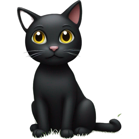 black cat cutting the grass emoji