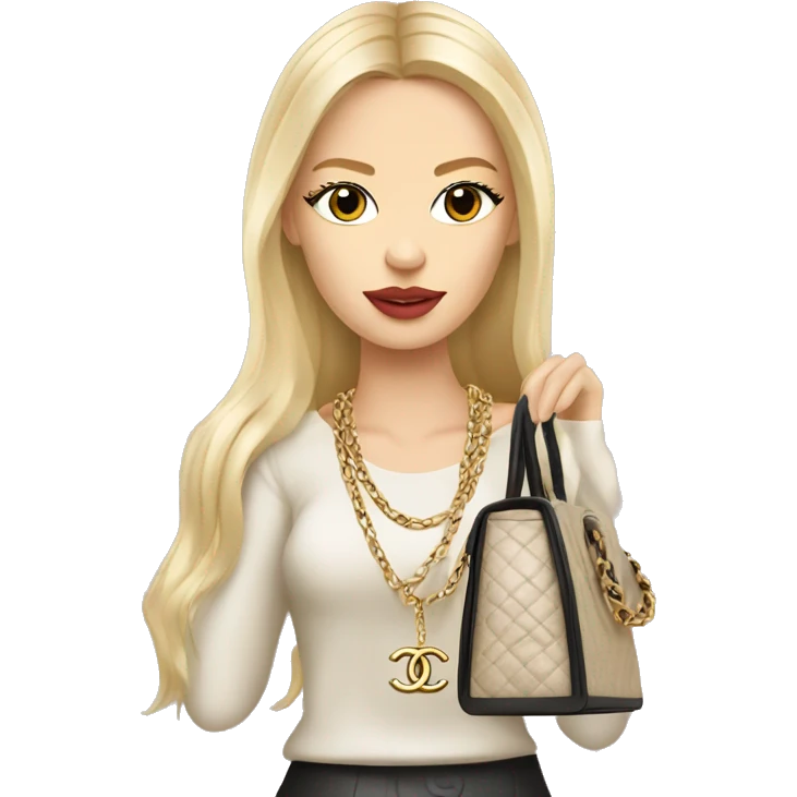 Blonde Chanel Russian Girl with Birkin bag and Chanel necklace emoji
