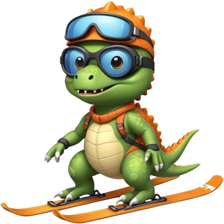 Dinosaur skiing emoji